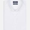 Chemises Homme Café Coton | Chemise En Pin Point Blanc - Col Boutonne