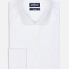 Chemises Homme Café Coton | Chemise Cintree En Popeline Blanche - Poignets Mousquetaires