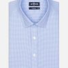 Chemises Homme Café Coton | Chemise Cintree Landry En Vichy Ciel - Petit Col