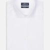 Chemises Homme Café Coton | Chemise Cintree En Pin Point Blanc - Grande Longueur De Manches