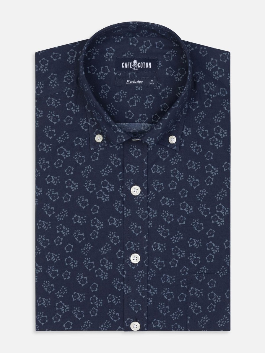 Chemises Homme Café Coton | Chemise Hobden En Denim - Col Boutonne