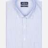 Chemises Homme Café Coton | Chemise Hebert A Rayures Ciel - Col Boutonne