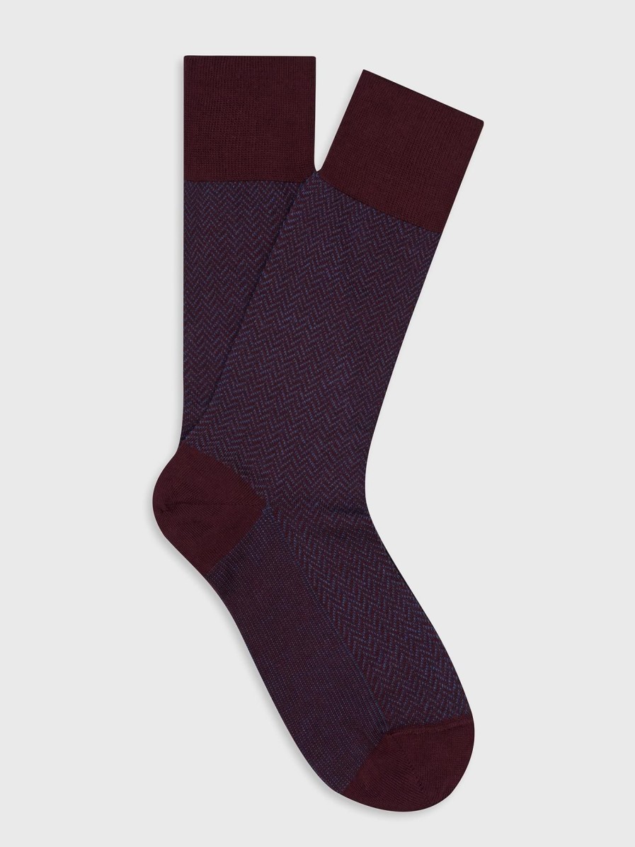 Accessoires Café Coton | Chaussettes Bart A Motif Chevron Bordeaux