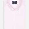 Chemises Homme Café Coton | Chemise Cintree En Pin Point Rose - Col Boutonne