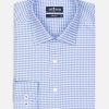 Chemises Homme Café Coton | Chemise Cintree Manfred A Carreaux Ciel