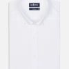 Chemises Homme Café Coton | Chemise Cintree En Popeline Blanche - Col Boutonne