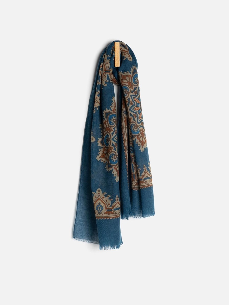 Accessoires Café Coton | Echarpe Daman Indigo A Motifs Paisley