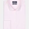 Chemises Homme Café Coton | Chemise En Pin Point Rose - Poignets Mousquetaires