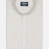 Chemises Homme Café Coton | Chemise Col Mao Callum Gris Chine