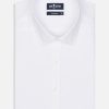 Chemises Homme Café Coton | Chemise Cintree Bayers Texturee Blanche - Petit Col