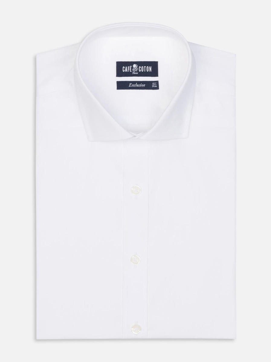 Chemises Homme Café Coton | Chemise En Popeline Blanche