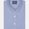 Chemises Homme Café Coton | Chemise Cintree Nick A Rayures Marine - Petit Col