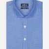 Chemises Homme Café Coton | Chemise Cintree Sole En Natte Bleu