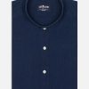 Chemises Homme Café Coton | Chemise Col Mao Alford En Twill Indigo