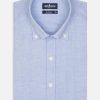 Chemises Homme Café Coton | Chemise Cintree Hall En Flanelle Ciel - Col Boutonne