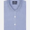 Chemises Homme Café Coton | Chemise Cintree Menthon A Rayures Marine