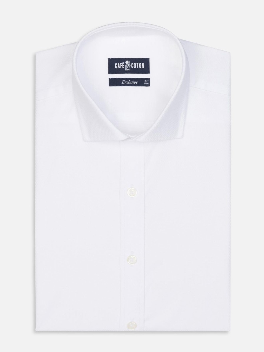 Chemises Homme Café Coton | Chemise Brien En Twill Blanc