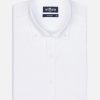 Chemises Homme Café Coton | Chemise Cintree Brien En Twill Blanc - Col Boutonne