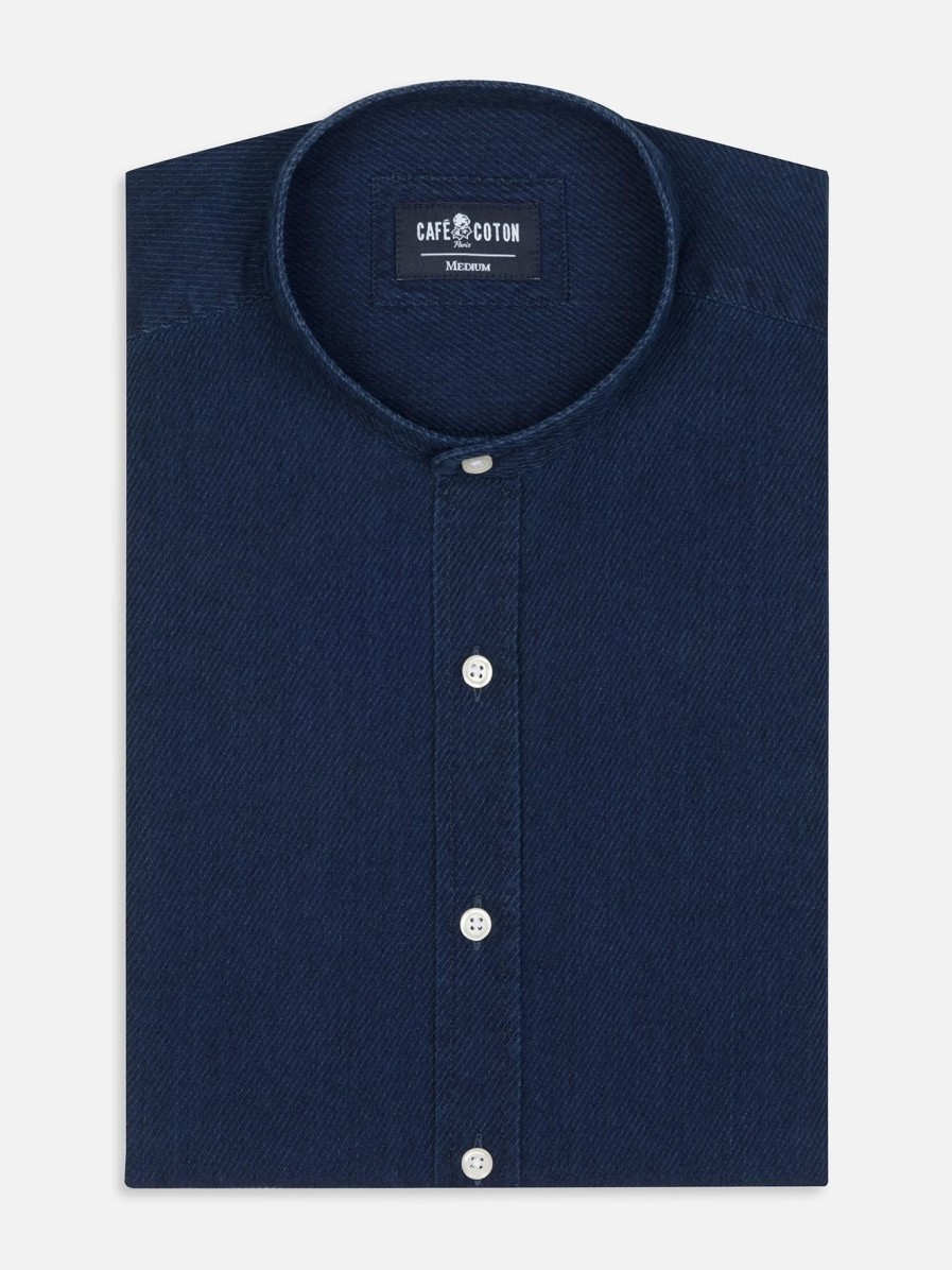 Chemises Homme Café Coton | Chemise Cintree Alford En Twill Indigo