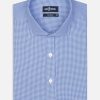 Chemises Homme Café Coton | Chemise Cintree Landry En Vichy Bleu