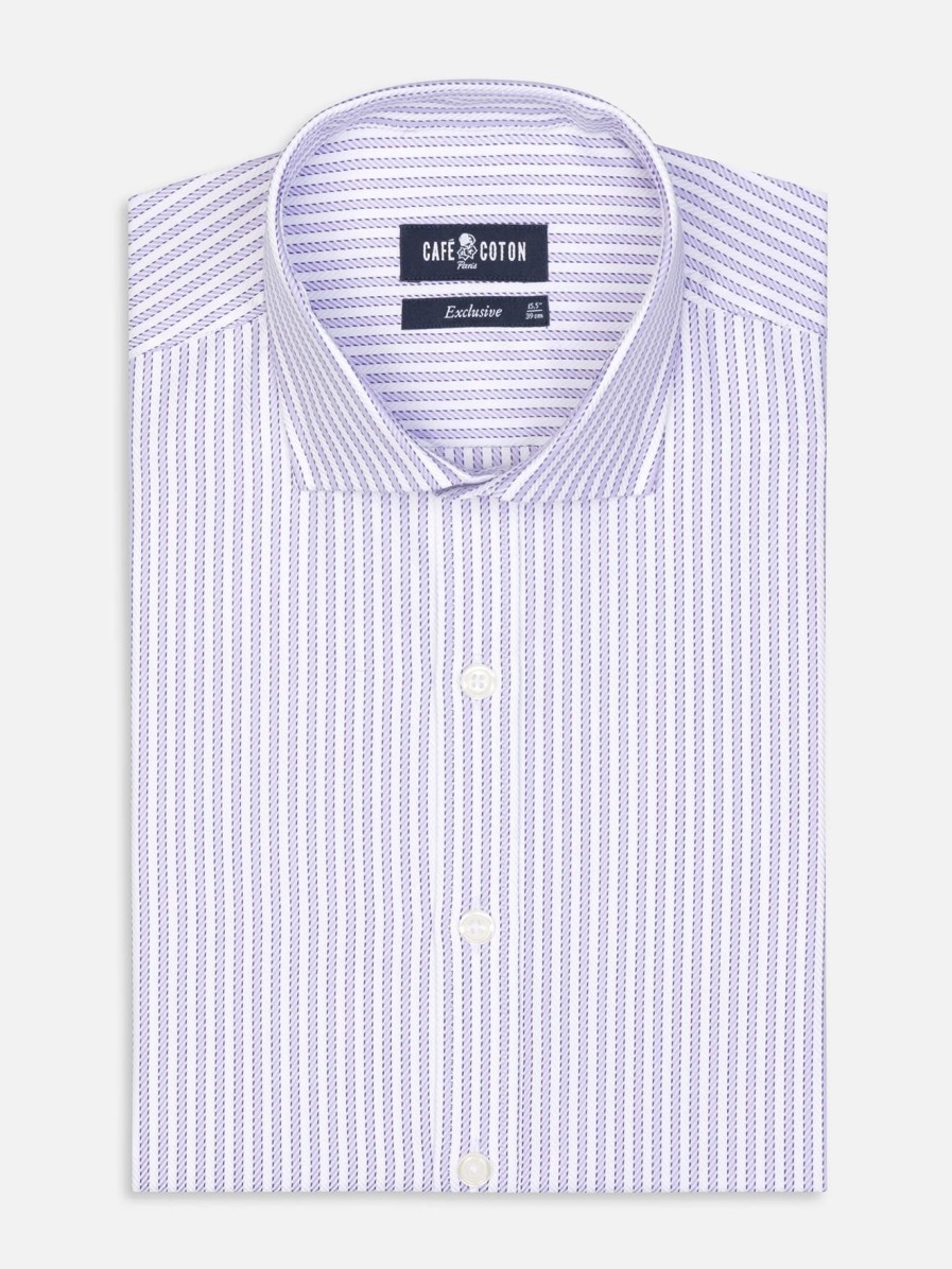 Chemises Homme Café Coton | Chemise Hebert A Rayures Parme