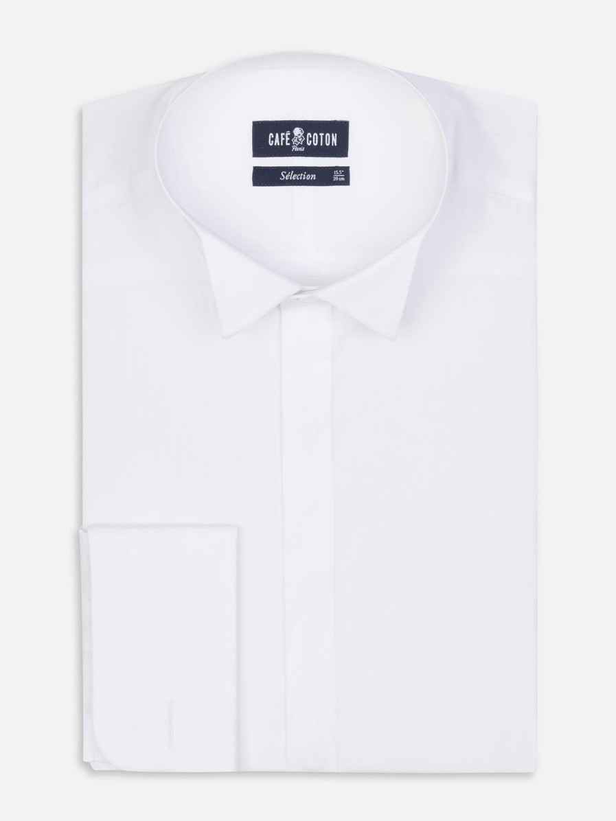 Chemises Homme Café Coton | Chemise En Popeline Royale Blanche