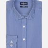 Chemises Homme Café Coton | Chemise Cintree Samy A Rayures Marine