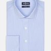 Chemises Homme Café Coton | Chemise Menthon A Rayures Ciel - Poignets Mousquetaires