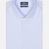 Chemises Homme Café Coton | Chemise Cintree En Pin Point Ciel - Gorge Cachee