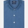 Chemises Homme Café Coton | Chemise Cintree En Denim Ciel - Grandes Longueur De Manches