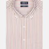 Chemises Homme Café Coton | Chemise Kenneth A Rayures Beige - Col Boutonne