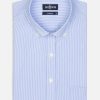 Chemises Homme Café Coton | Chemise Menthon A Rayures Ciel - Col Boutonne