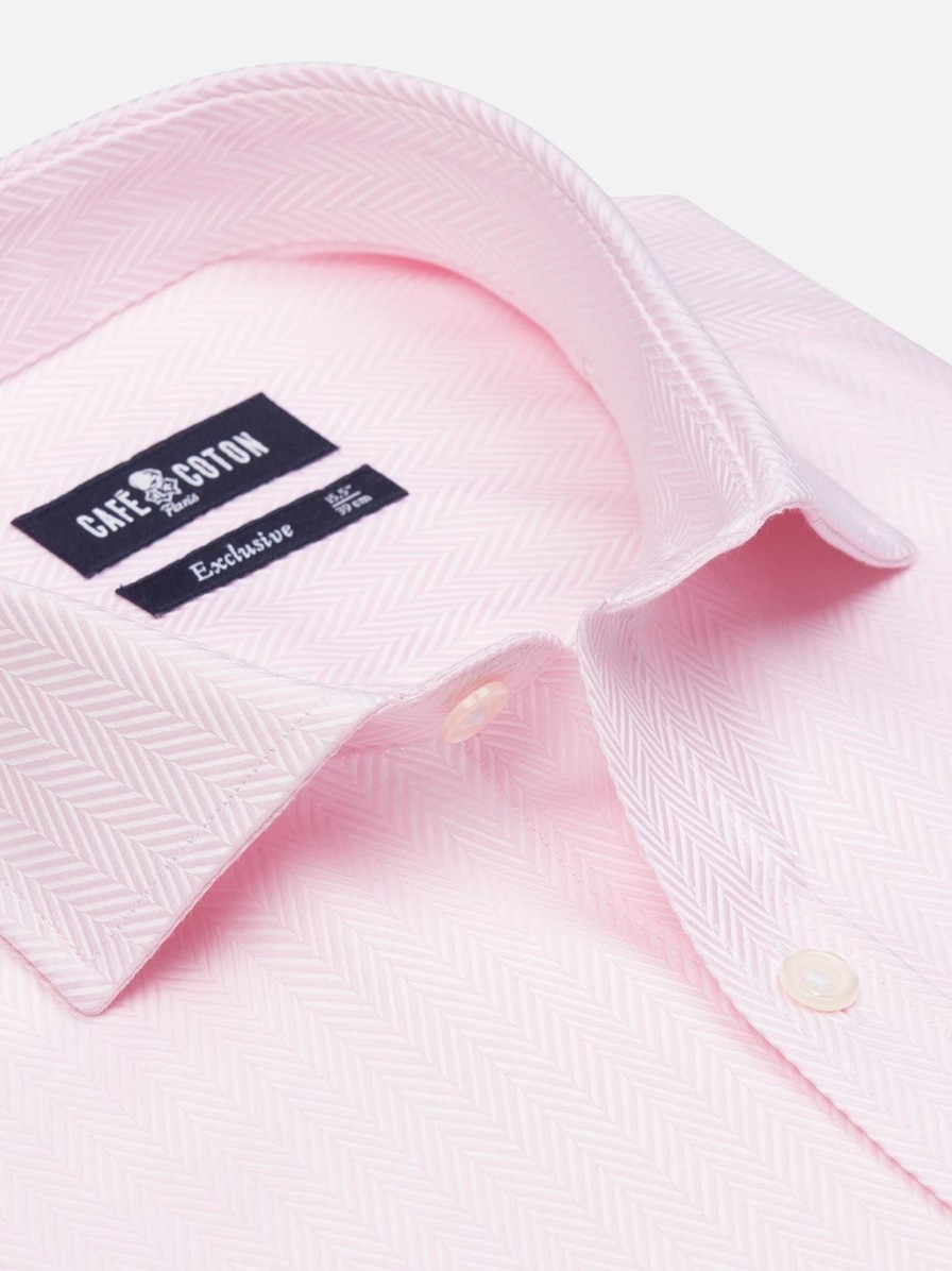 Chemises Homme Café Coton | Chemise En Chevron Rose