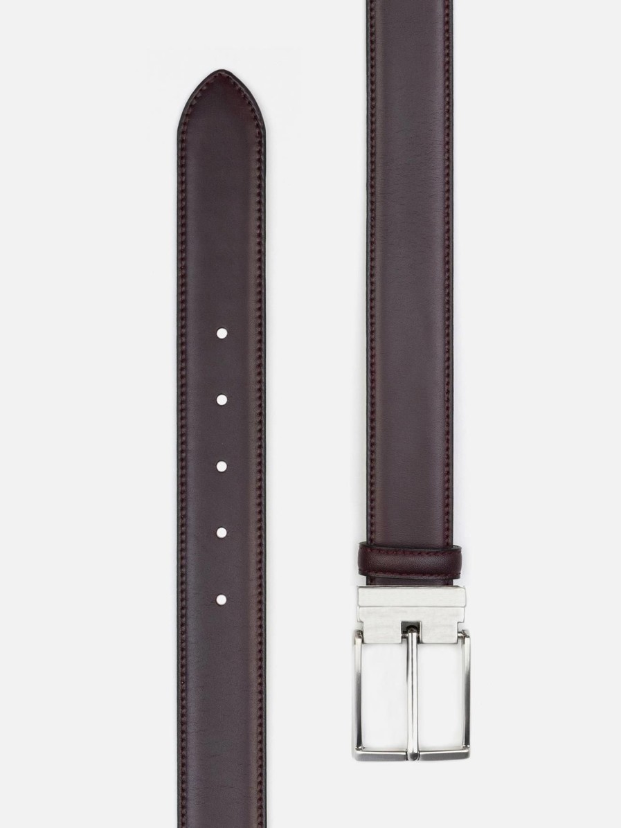 Accessoires Café Coton | Ceinture En Cuir Bordeaux