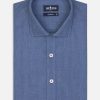 Chemises Homme Café Coton | Chemise Cintree Hall En Flanelle Bleue