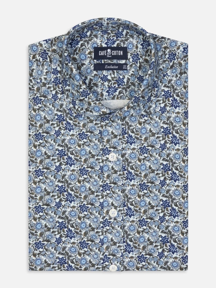 Chemises Homme Café Coton | Chemise Cintree Agnel A Imprime Floral