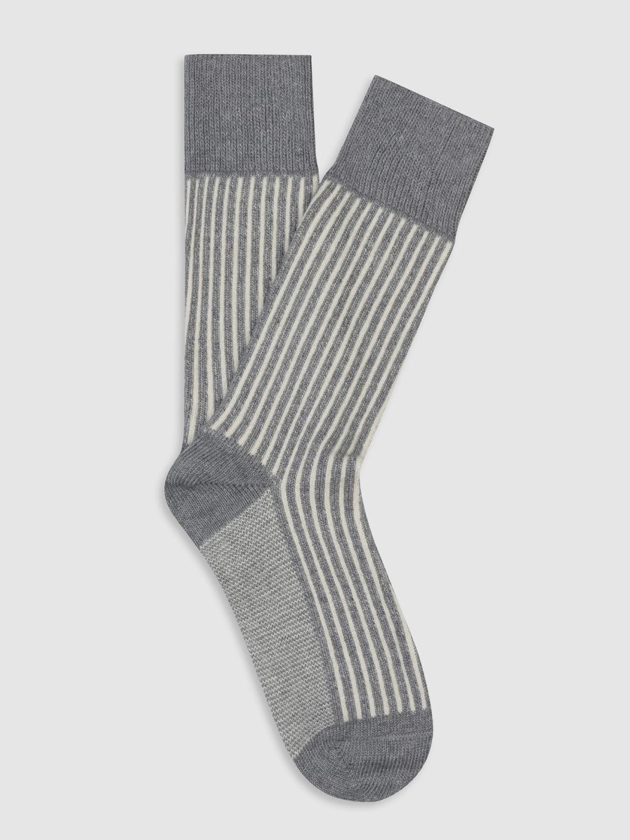 Accessoires Café Coton | Chaussettes Berty A Rayures Structurees Grises