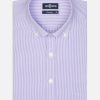 Chemises Homme Café Coton | Chemise Menthon A Rayures Parme - Col Boutonne