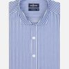 Chemises Homme Café Coton | Chemise Cintree Nick A Rayures Marine