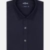 Chemises Homme Café Coton | Chemise Cintree Horace Texturee Marine - Petit Col