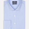 Chemises Homme Café Coton | Chemise Cintree Menthon A Rayures Ciel - Poignets Mousquetaires