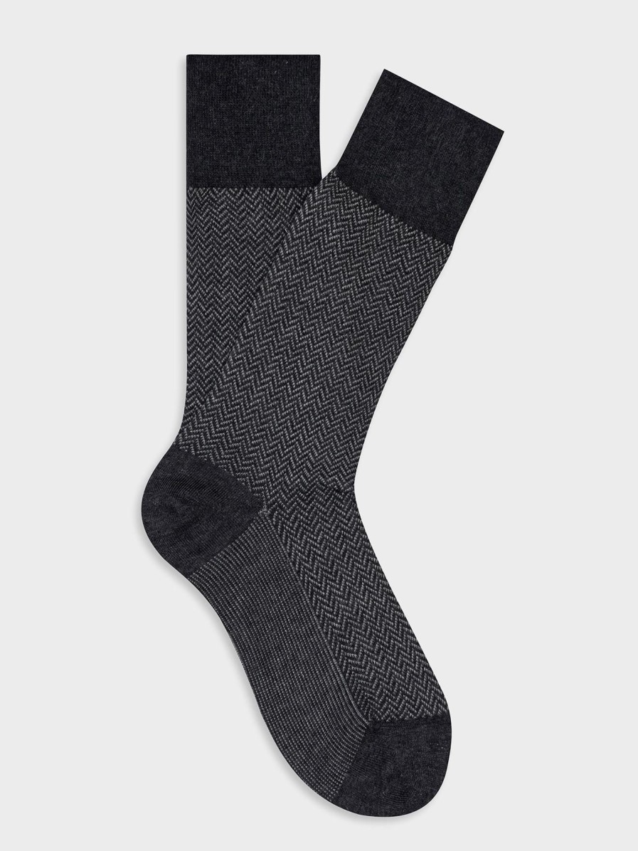 Accessoires Café Coton | Chaussettes Bart A Motif Chevron Gris