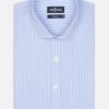 Chemises Homme Café Coton | Chemise Cintree Menthon A Rayures Ciel