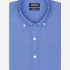 Chemises Homme Café Coton | Chemise Cintree Daria En Popeline Bleue - Col Boutonne