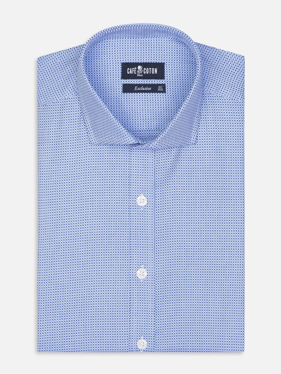 Chemises Homme Café Coton | Chemise Smith En Natte Ciel