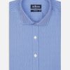 Chemises Homme Café Coton | Chemise Cintree Perry En Chevron Bleu