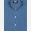 Chemises Homme Café Coton | Chemise Cintree En Denim Ciel