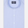 Chemises Homme Café Coton | Chemise Cintree En Mille Raies Ciel