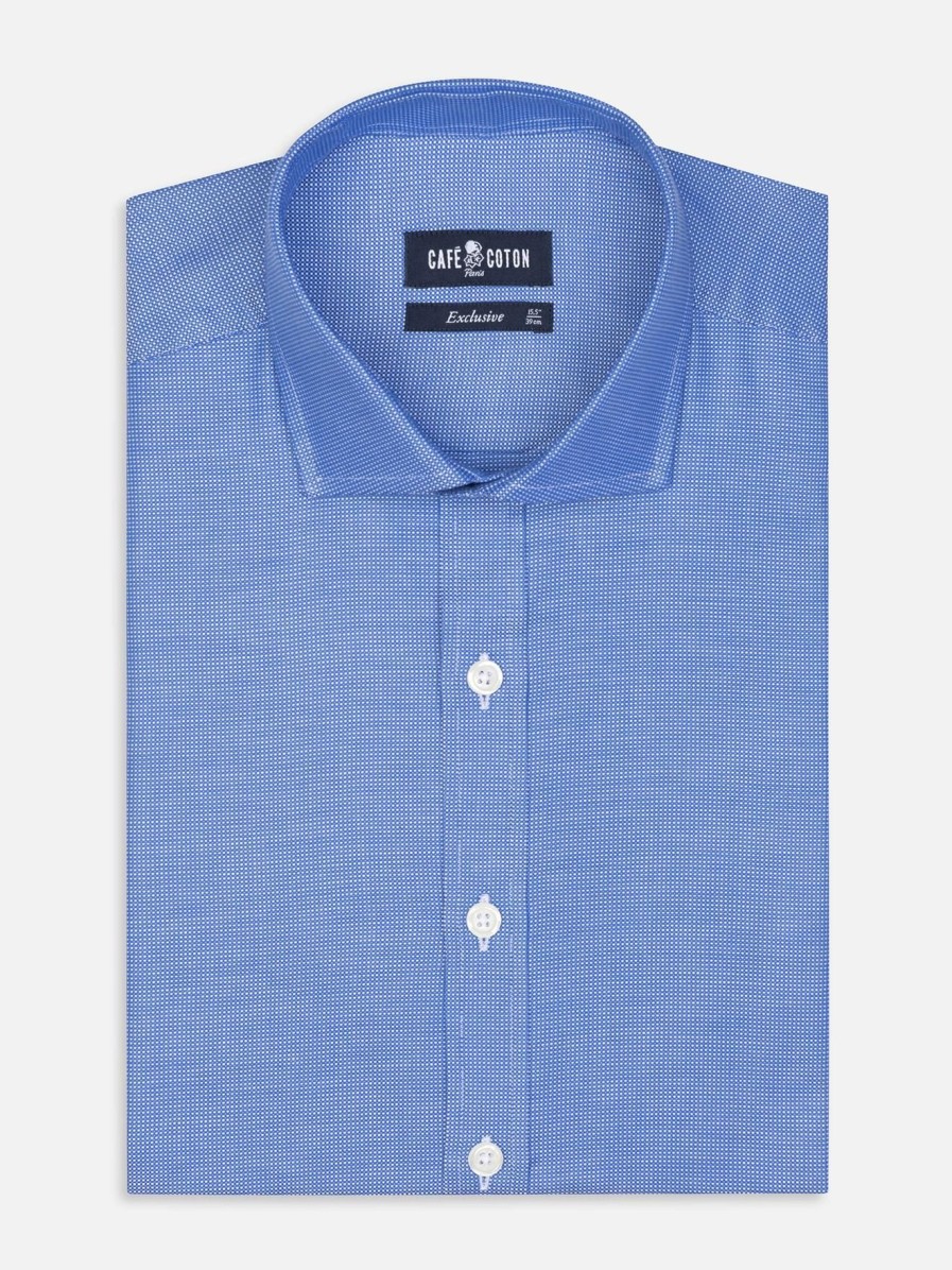 Chemises Homme Café Coton | Chemise Sole En Natte Bleu