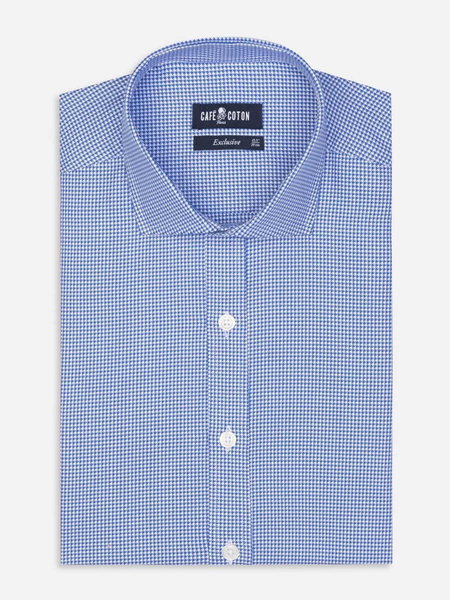 Chemises Homme Café Coton | Chemise Landry En Vichy Bleu